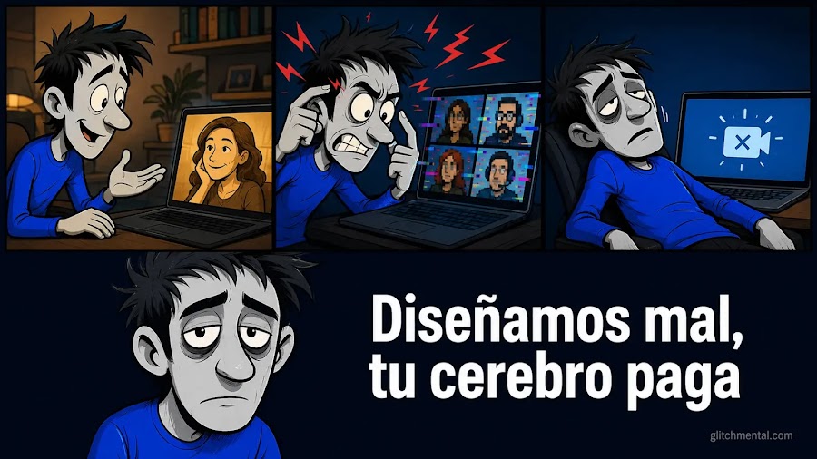 La fatiga de Zoom es neurológica, no psicológica. Tu cerebro trabaja más para leer una pantalla comprimida que una cara real. Diseñamos mal.