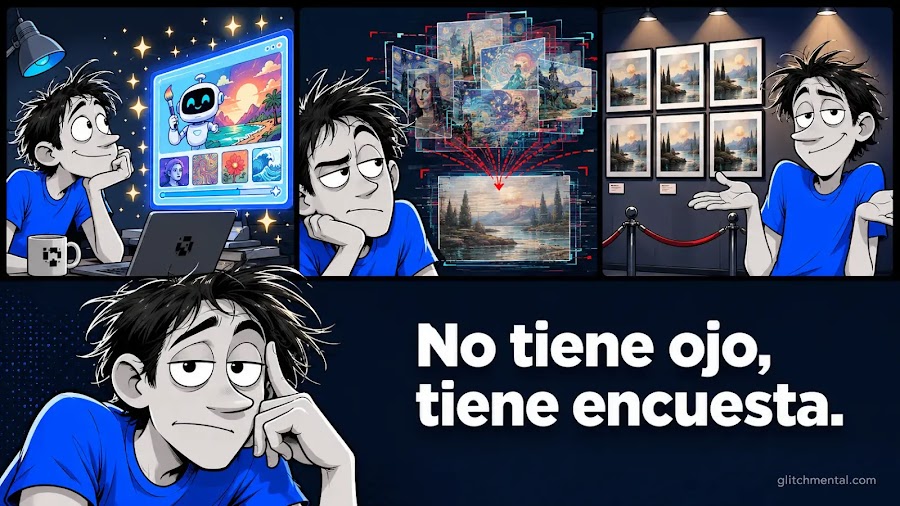 Los modelos generativos no tienen gusto propio. Tienen estadística de lo que a otros les gustó. Es arte por consenso de datos.