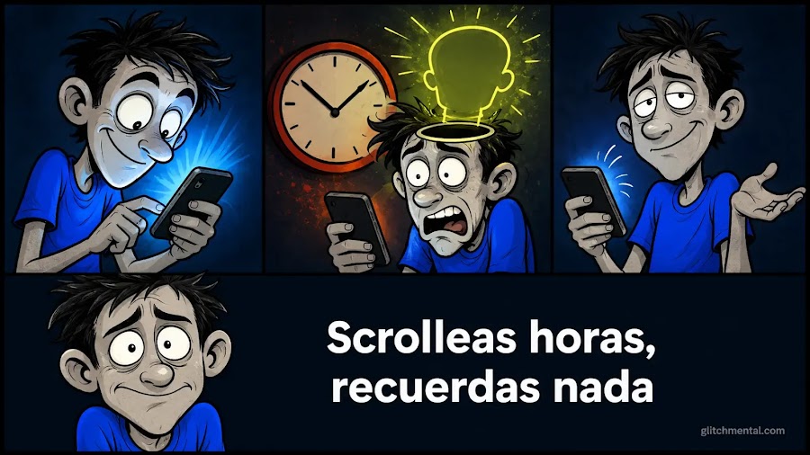 El scroll pasivo consume el mismo tiempo que leer un libro, pero deja el 90% menos de retención cognitiva.