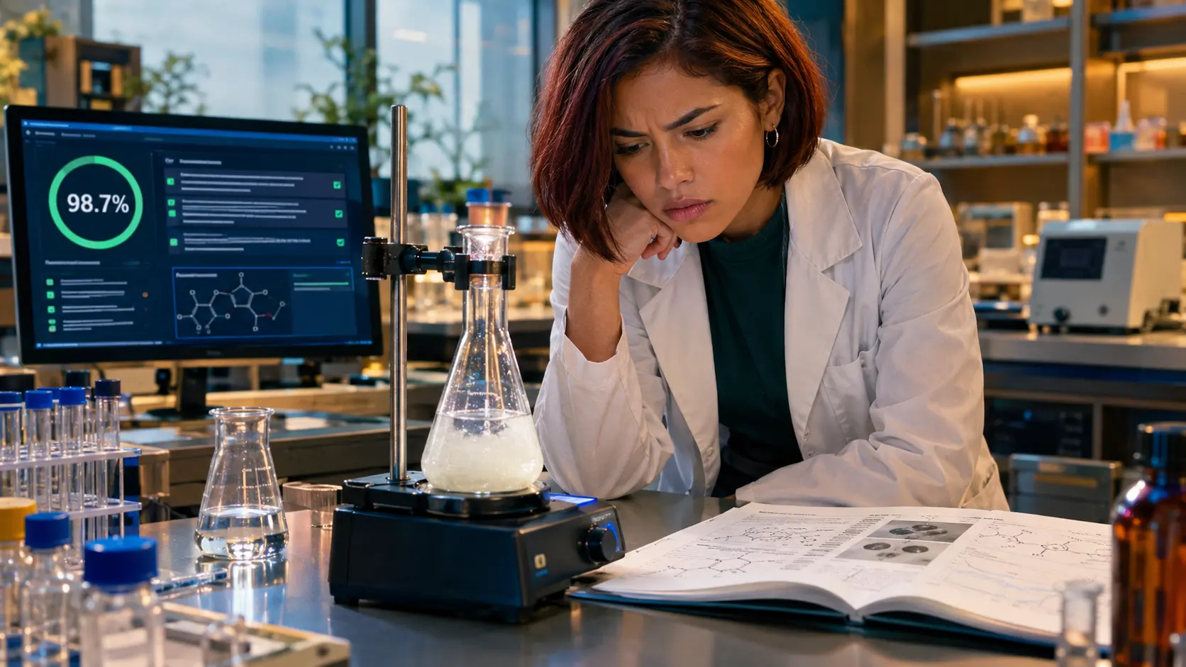 Resolver el examen no es hacer ciencia: experimento químico fallido frente a un benchmark de IA