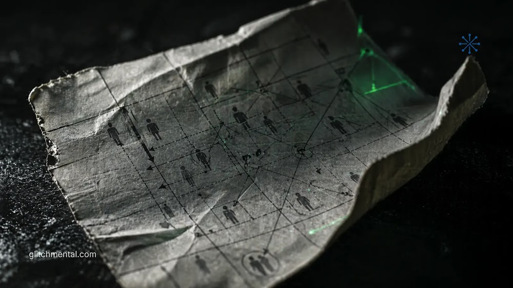 consumidor 2026 modo supervivencia: mapa en papel con red de personas y conexiones analíticas
