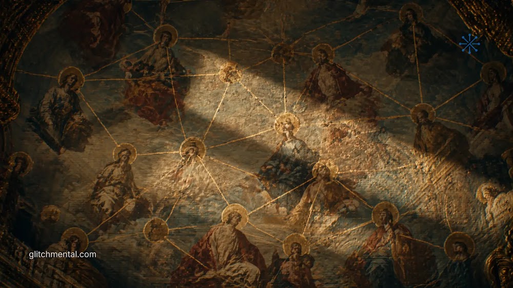 Cómo una IA te puede adoctrinar: fresco religioso conectado como red de nodos