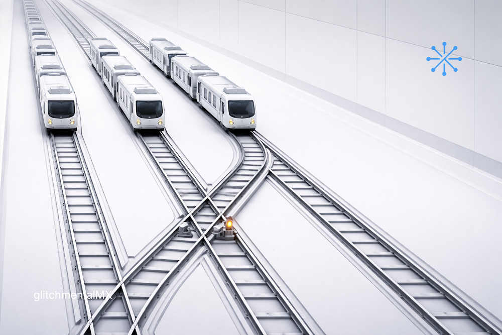 Cuando los sistemas autónomos fallan: trenes en intersección de vías con cambio mal alineado generando conflicto
