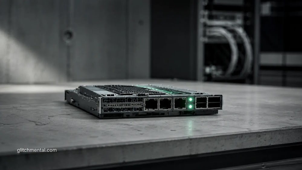 DeepSeek R1: ejecutivo sosteniendo servidor de IA en sala de juntas corporativa