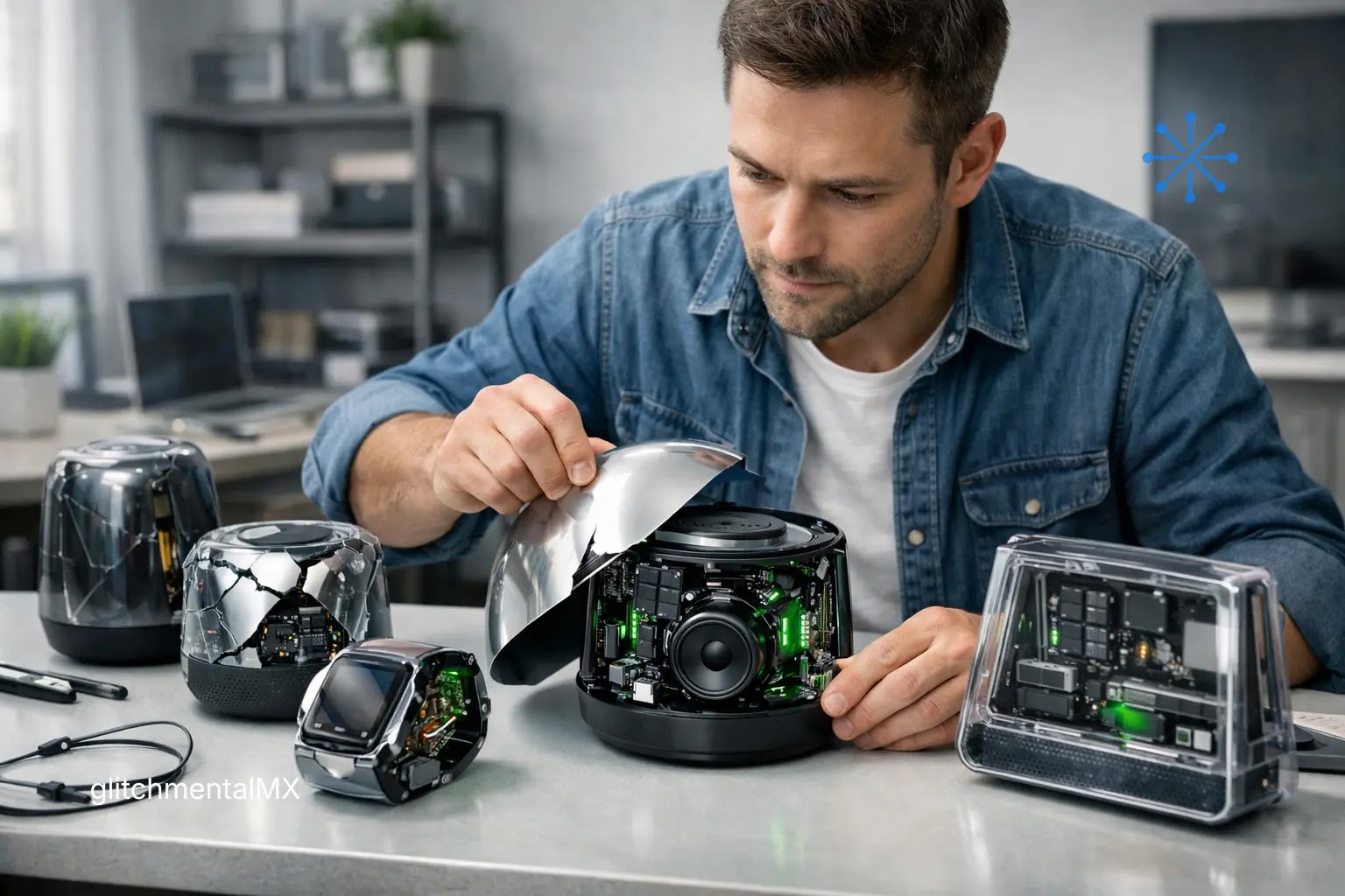 El consumidor 2026: usuario abre dispositivo inteligente mostrando hardware interno para inspección directa