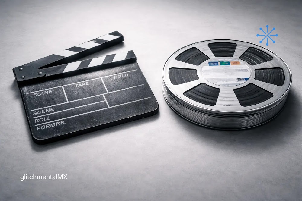video generado por IA: claqueta y carrete de película frente a producción audiovisual digital
