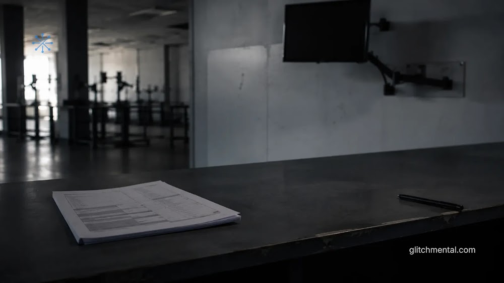 La IA no liquidó escritores: escritorio vacío con documentos en oficina editorial desmantelada