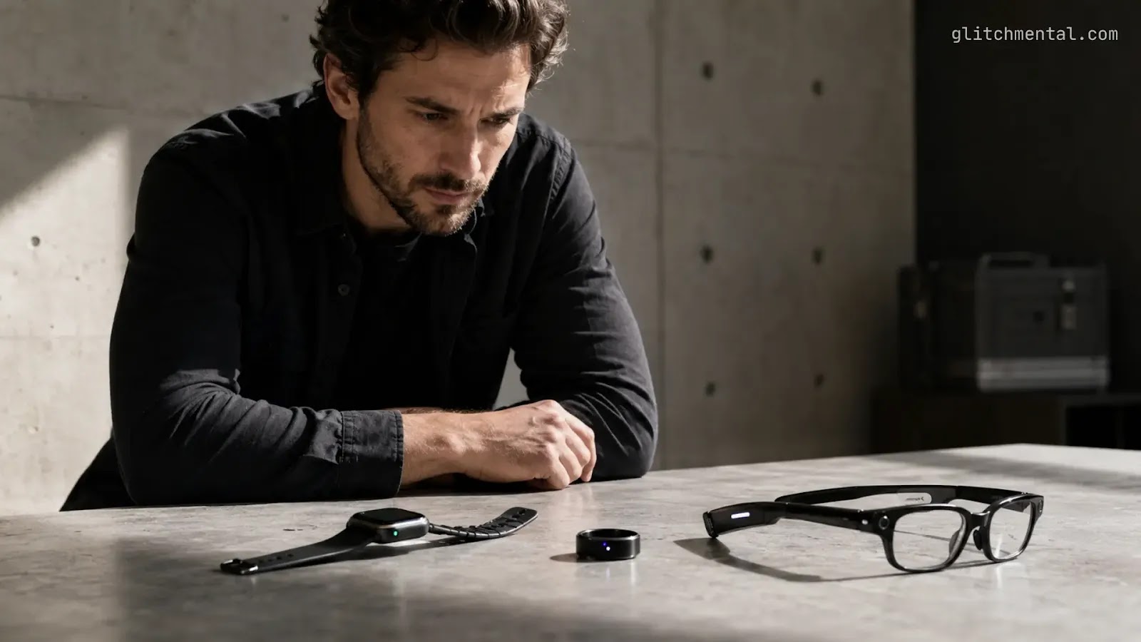 Los mejores gadgets de IA para 2026: gafas inteligentes sobre mesa junto a reloj y asistente IA