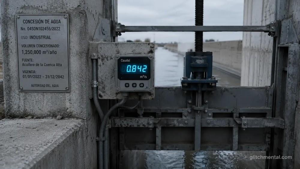 Compuerta de control de concesión de agua con medidor digital de flujo, sin marco regulatorio adicional para su extracción