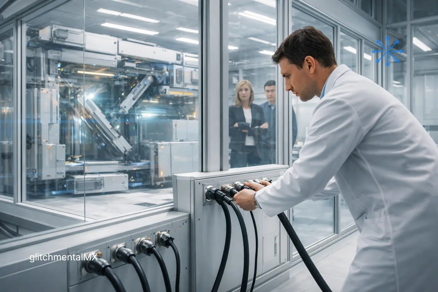 OpenAI Safety Fellowship 2026: científico conectando cables a sistema automatizado bajo supervisión externa