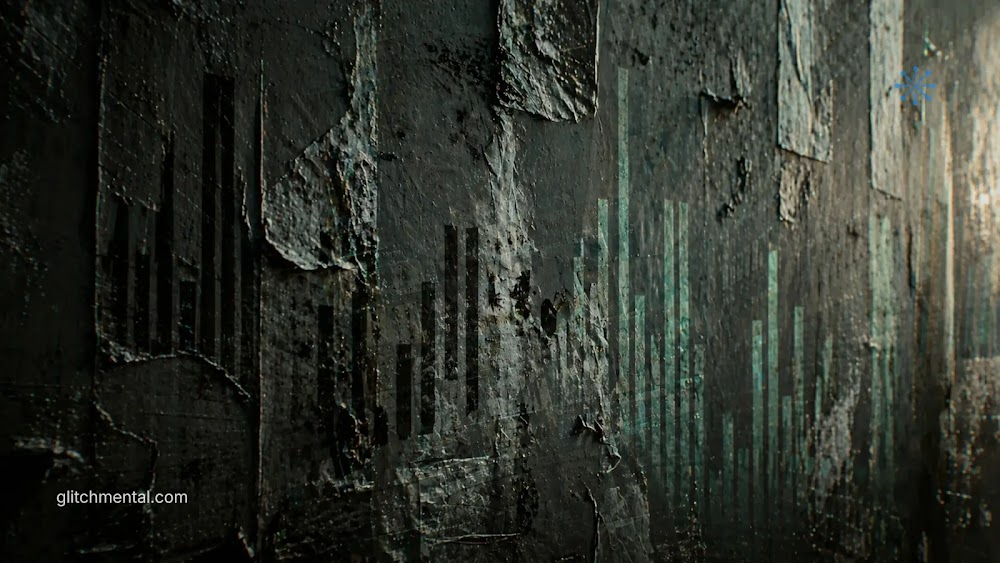 Redes sociales y trastornos mentales: pared urbana deteriorada con gráficos de barras superpuestos