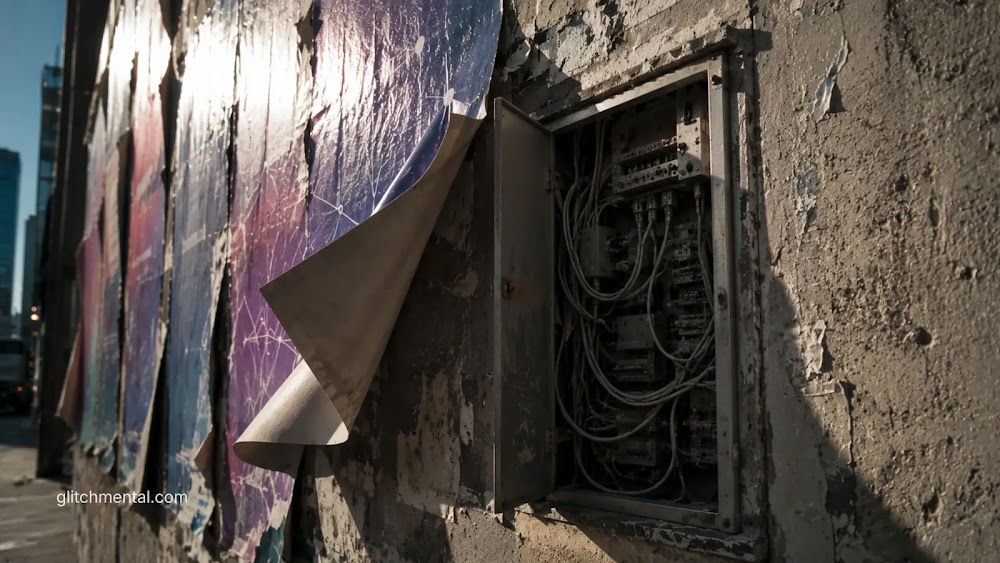 Web3 descentralización: panel de comunicaciones oculto tras carteles de red descentralizada