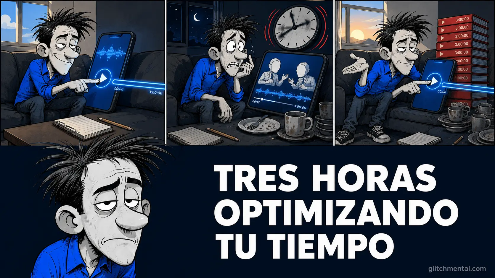 Los podcasts de 'productividad' duran tres horas. La ironía nunca se cuestiona a sí misma.