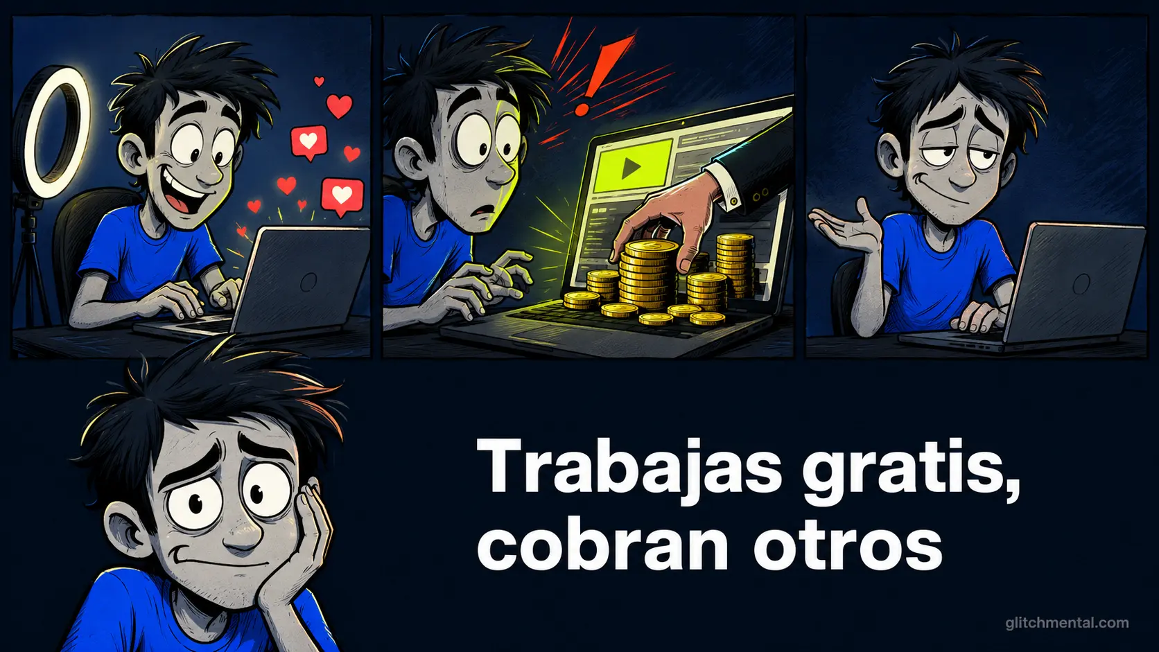 La 'economía creativa' significa que millones producen contenido gratis para que unos cuantos vendan publicidad.