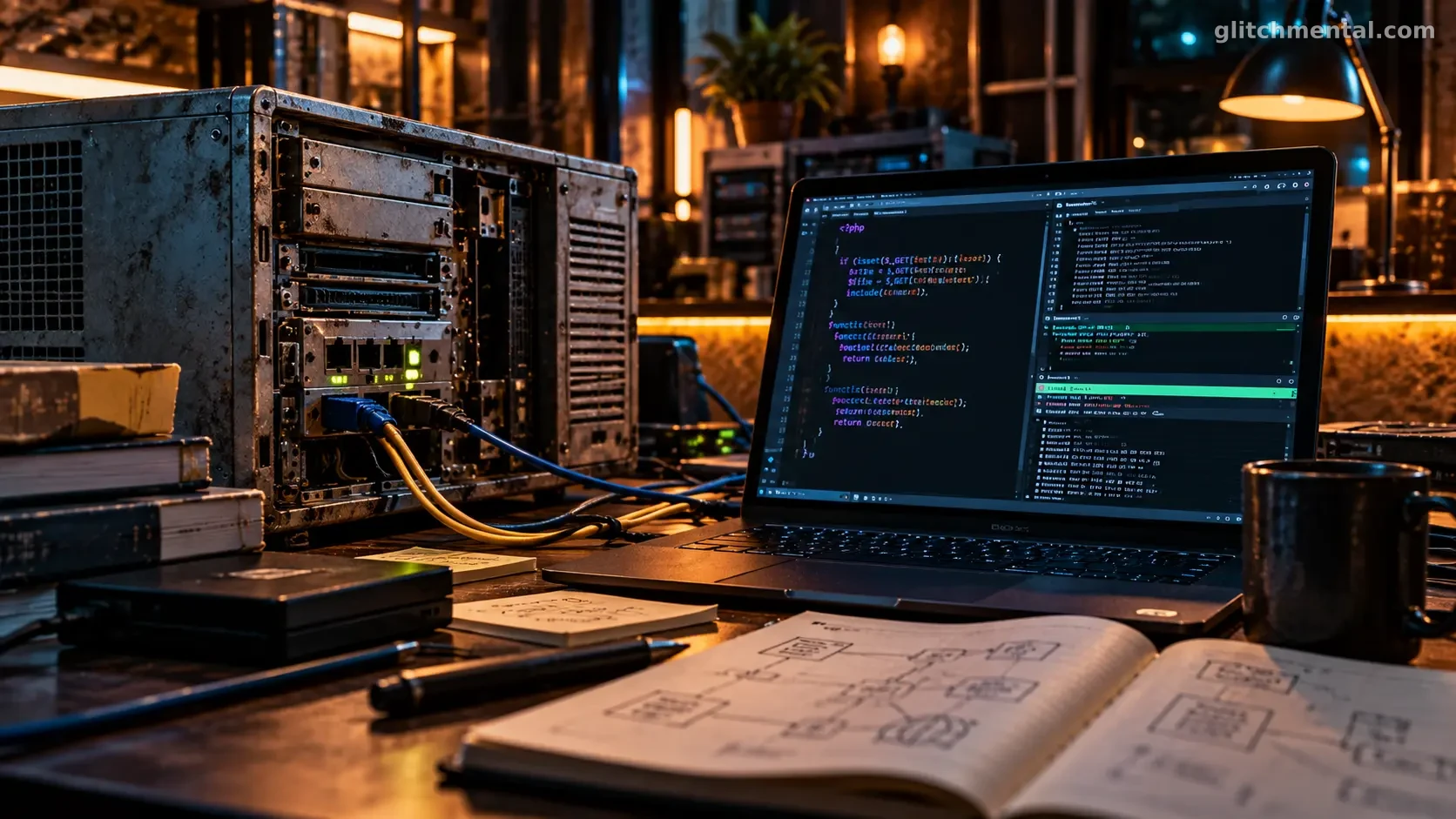 Servidor PHP heredado bajo prueba de explotación con análisis asistido por IA para investigar la vulnerabilidad PHP2Shell y sus límites de seguridad